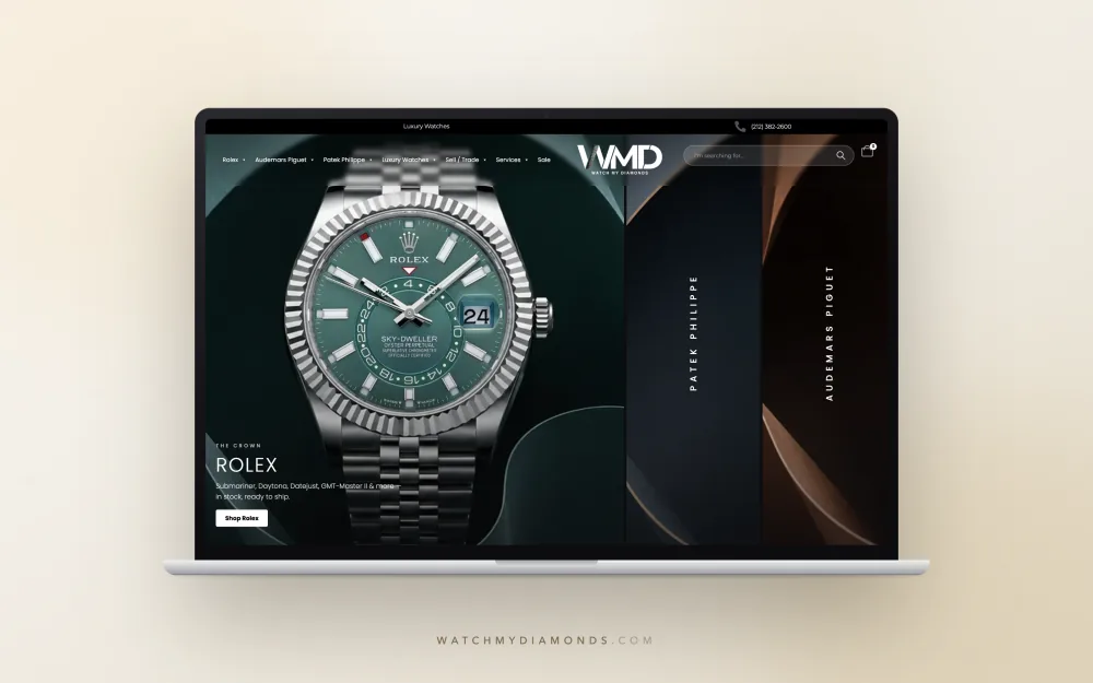 Watch My Diamonds luxury watch e-commerce store by RGV Web